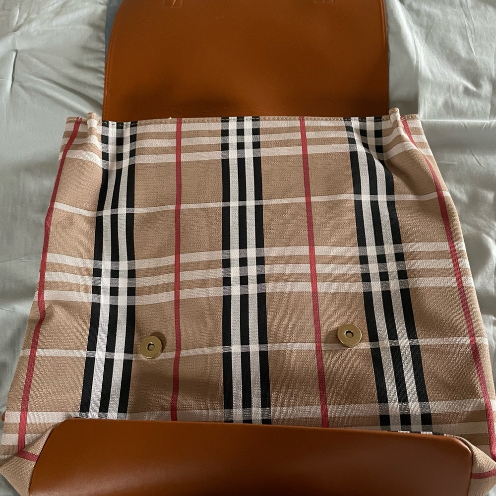 Plaid Backpack with Buckle Accents - Picture 3 of 6